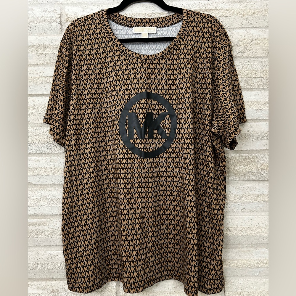 MICHAEL Michael Kors Black and Tan Logo Tee